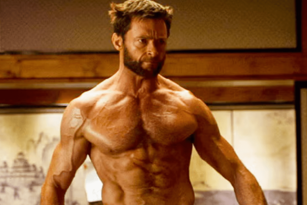 Hugh Jackman shirtless in Deadpool & Wolverine